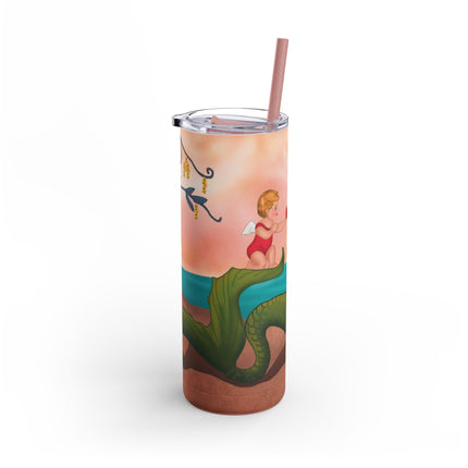 Mermaid with Parasol and Cupid by George Barbier Skinny Matte Tumbler, 20oz