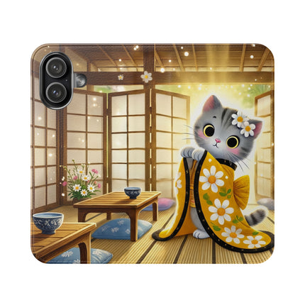 🐱🍵 Playful Kitten in the Tea Room Flip Case – Curious Charm & Cozy Whimsy