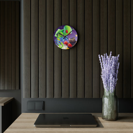 Cosmic Clash Acrylic Wall Clock, Round and Square