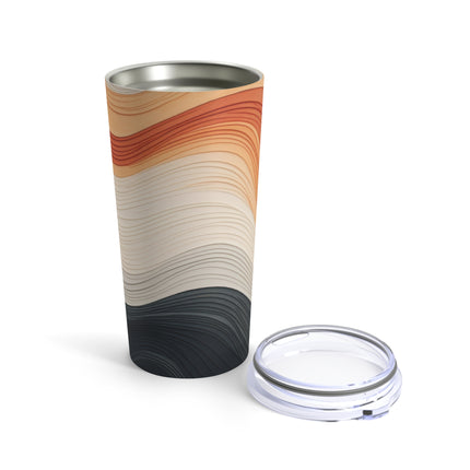 Wave Pattern in Hues of Beige, Orange, Grey, and Black Tumbler 20oz