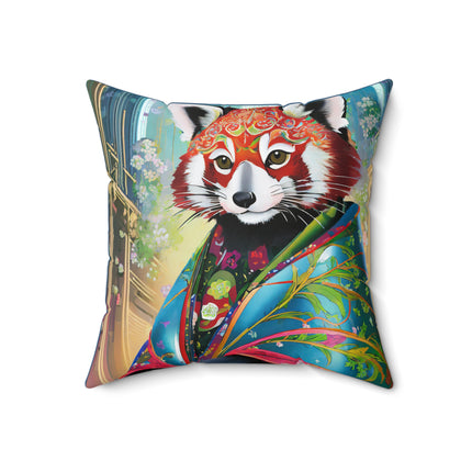 Cybernetic Red Panda Spun Polyester Square Pillow