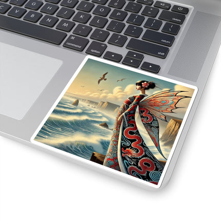 🌊🧚 Coastal Fairy Kiss-Cut Sticker – Serene Grace & Oceanic Magic