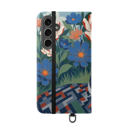 🌺🪞 The Lady Of The Grand Flower Salon Flip Case – Art Deco Floral Elegance