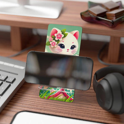 Geisha Kitten and the Dandelion Wish Mobile Display Stand for Smartphones