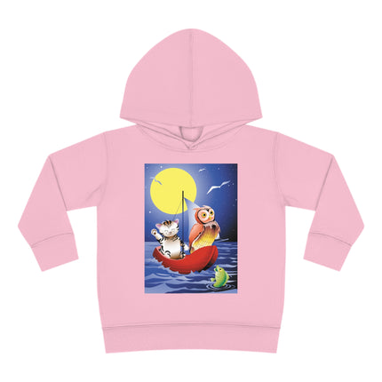 Embarking on a Moonlit Journey Toddler Pullover Fleece Hoodie