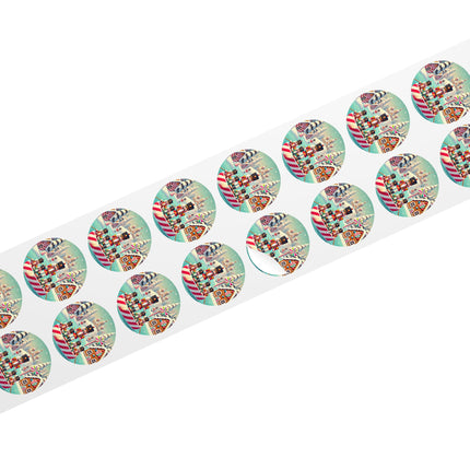 Nutcracker Candy-Striped Adventure Round Sticker Label Rolls