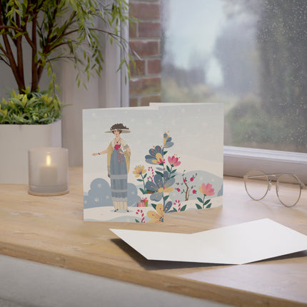 🌹❄️ The Lady Of The Winter Rose Greeting Card – Art Deco Holiday Elegance