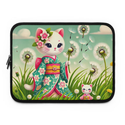 Geisha Kitten and the Dandelion Wish Laptop Sleeve