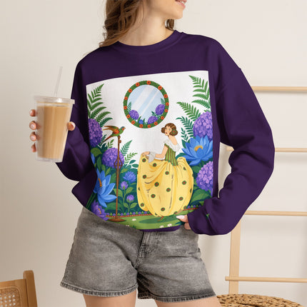 🦜🪷 The Parrot Garden Reflection Crewneck Sweatshirt – Art Deco Fashion Whimsy