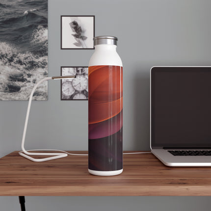 Wave Pattern with Intertwined Hues of Orange, Rose, Maroon, and Purple Slim Water Bottle
