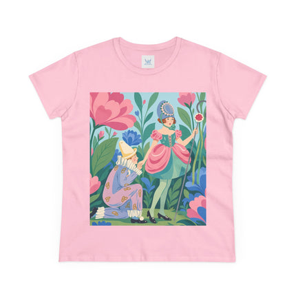 🌸🎭 The Garden Masquerade Cotton Tee – Art Deco Floral Whimsy