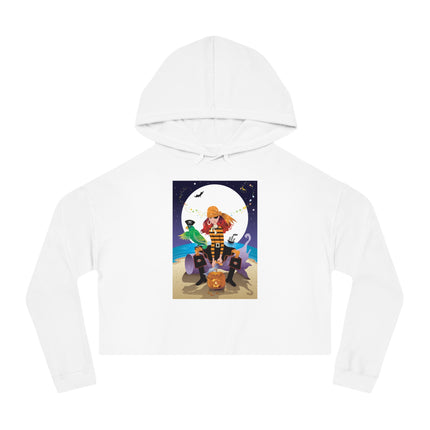 Moonlit Pirate Halloween Women’s Cropped Hooded Sweatshirt