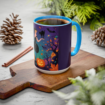 🐈‍⬛🎃 The Midnight Black Cat Masquerade Colorful Mug – Whimsical Halloween Elegance