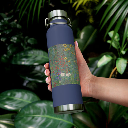 Farm Garden with Sunflowers by Gustav Klimt Copper Vacuum Insulated Bottle, 22oz