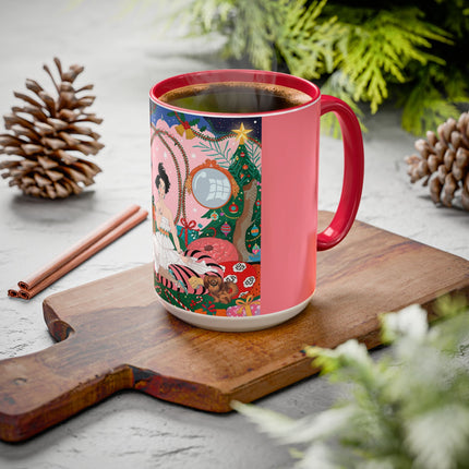 🎀🎄 Christmas Morning In The Rose Parlor Colorful Mug – Art Deco Holiday Fantasy