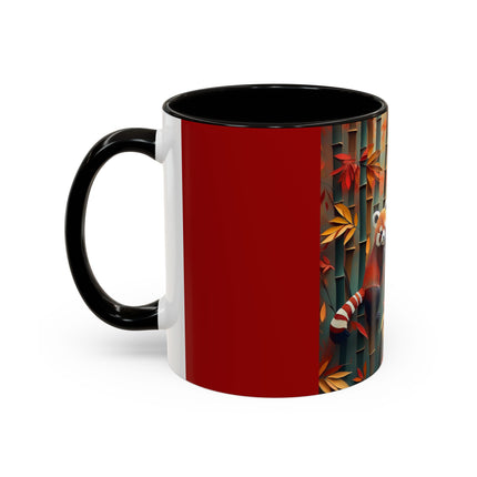 Red Panda at an Autumn Bamboo Grove Colorful Mugs (11oz, 15oz)