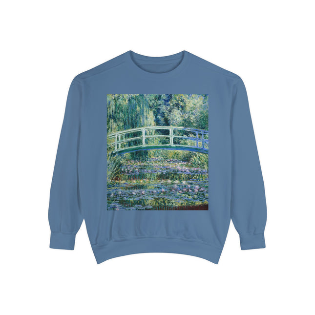 Water Lilies and Japanese Bridge by Claude Monet Unisex Garment-Dyed Sweatshirt