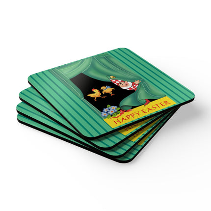 Easter Elf's Whimsy Corkwood Coaster Set