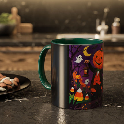 🎃🏮 The Pumpkin Gentleman's Moonlit Stroll Colorful Mug – Whimsical Halloween Charm