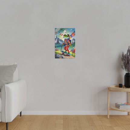 Skateboarding Frog Matte Canvas, Stretched, 0.75"