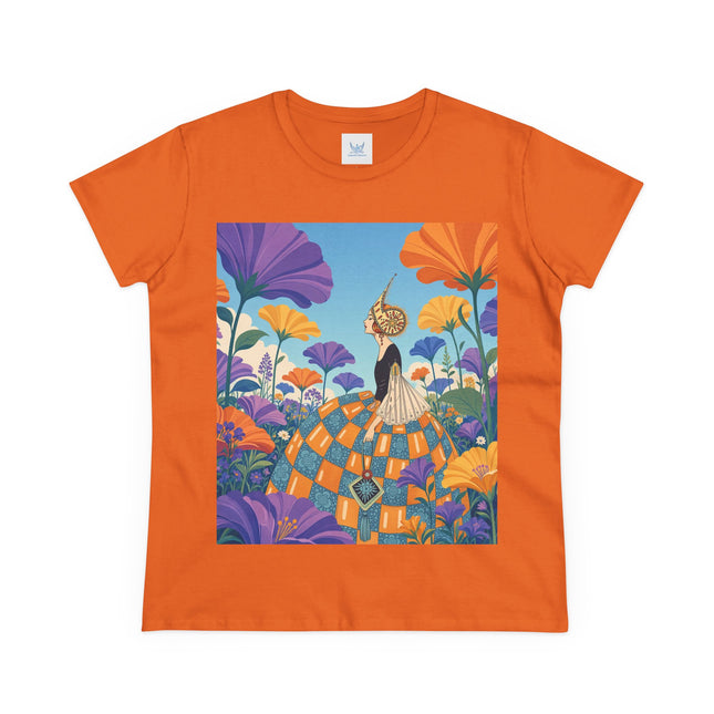 🌺🧡 The Lady Of The Golden Garden Cotton Tee – Art Deco Fashion Fantasy