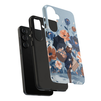 ☂️🌺 The Lady Of The Traveling Garden Phone Case – Art Deco Floral Adventure