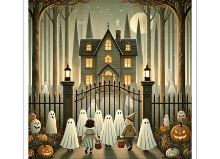Ghostly Welcome – A Halloween Night Kiss-Cut Stickers (4 Sizes)