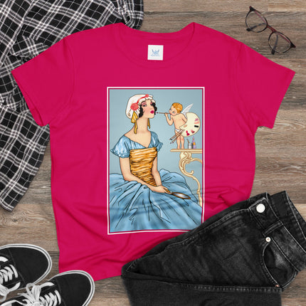The Enchanting Painter: A Fairy's Artistic Touch Ceramic Women's Midweight Cotton Tee