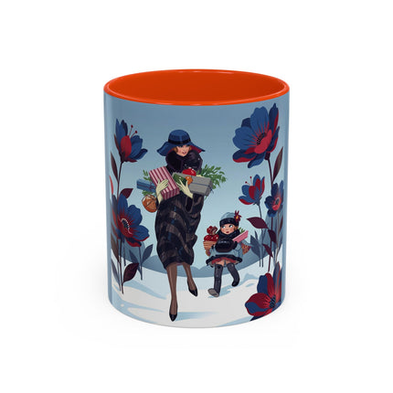 🎁🌺 The Christmas Gift Garden Stroll Colorful Mug – Art Deco Holiday Fantasy