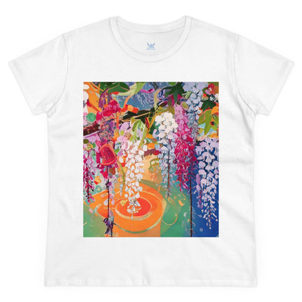Women's Golden Wisteria Print Midweight Cotton Tee