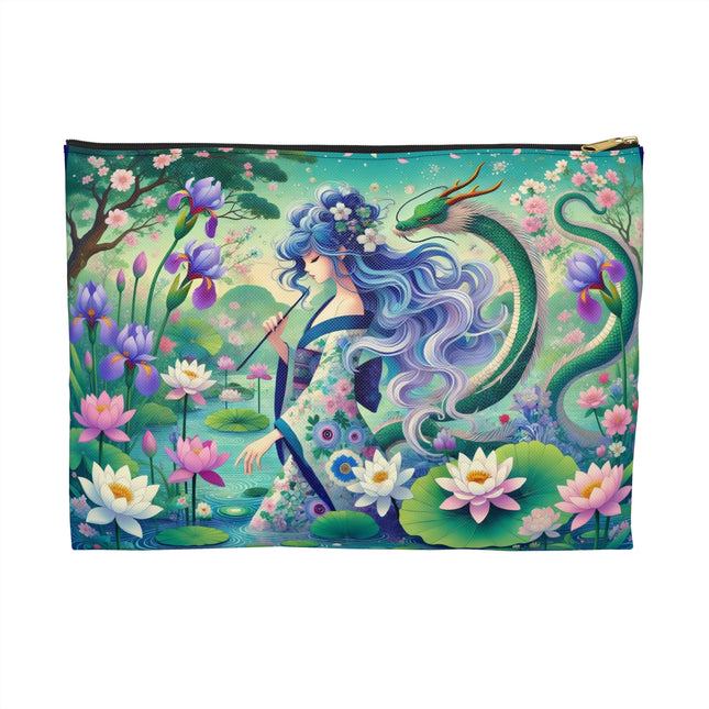 Fairy of the Koi Pond Flat Pouch – Elegant Fantasy & Everyday Versatility