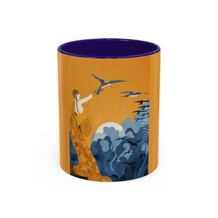 Falcon Mistress Colorful Mugs – Art Deco Majesty & Mythic Freedom