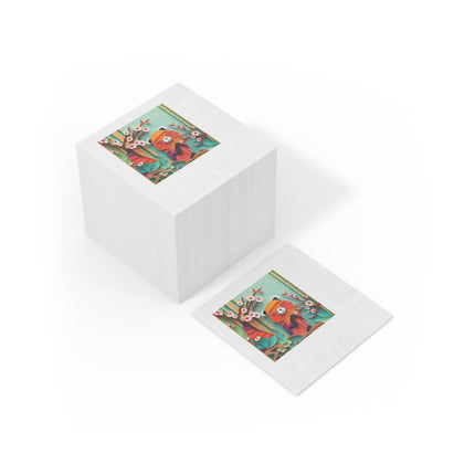 A Playful Red Panda White Coined Napkins