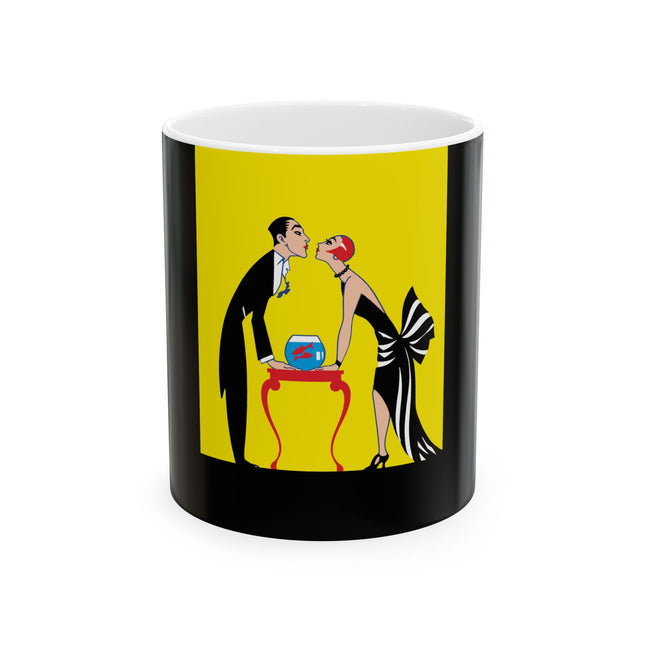 A Moment of Elegance: A Passionate Embrace Amidst Golden Splendor Ceramic Mug 11oz