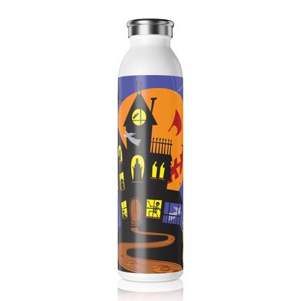 Halloween Night at the Haunted House Slim Water Bottle