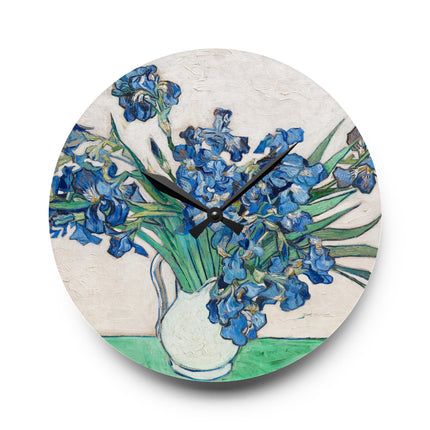 Irises by Vincent Van Gogh Acrylic Wall Clock, Round and Square