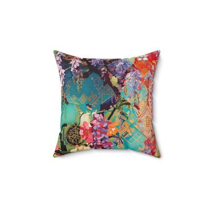 Golden Wisteria Symphony Spun Polyester Square Pillow