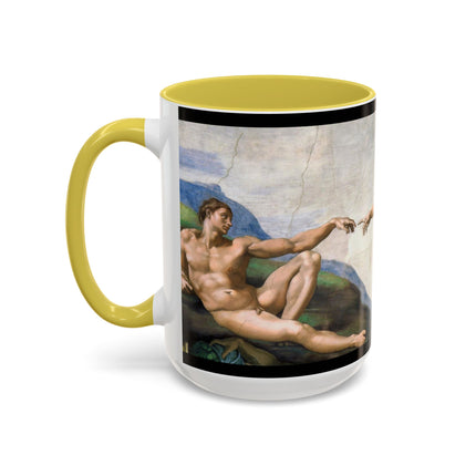 The Creation of Adam by Michelangelo Buonarroti Colorful Mugs (11oz, 15oz)