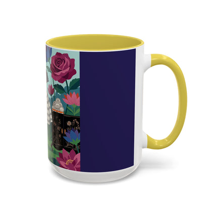 The Lady Of The Lotus Garden Colorful Mugs – Art Deco Botanical Elegance