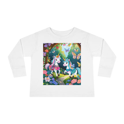 Baby Unicorns and Fluttering Butterflies Toddler Long Sleeve Tee