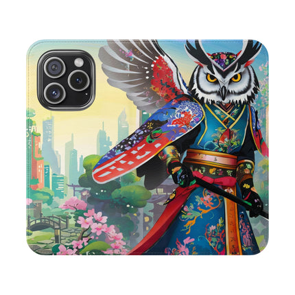 🦉⚔️ Cyberpunk Samurai Owl Flip Case – Neon Wisdom & Warrior Honor