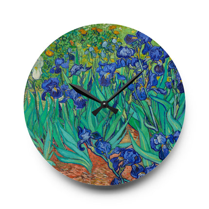 Irises by Vincent Van Gogh Acrylic Wall Clock, Round and Square