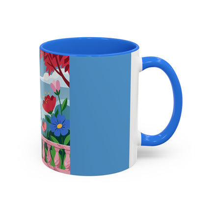 The Lady Of The Blossoming Terrace Colorful Mugs – Art Deco Floral Garden Elegance