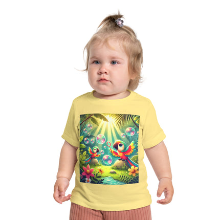 Parrots and Bubbles Baby T-Shirt – Tropical Color & Playful Joy