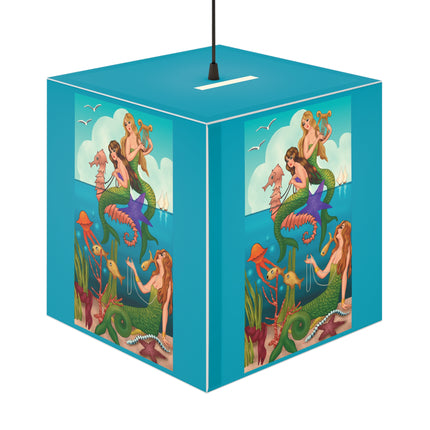 Three Mermaids with Strings of Pearls by Carlo Chiostri Light Cube Lamp