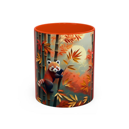 Red Panda at an Autumn Bamboo Grove Colorful Mugs (11oz, 15oz)