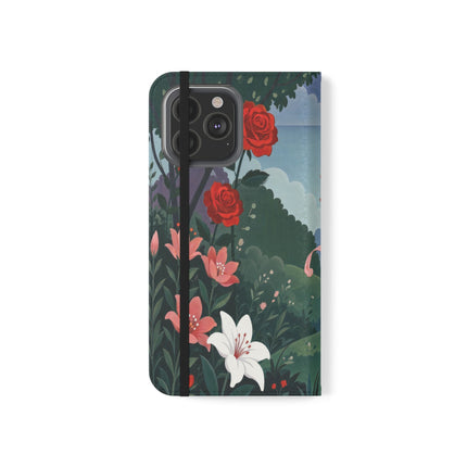 🌹💌 The Garden Of Blown Kisses Flip Case – Art Deco Floral Romance