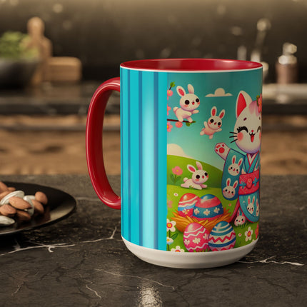 Springtime Kitten’s Easter Joy Colorful Mugs (11oz, 15oz)