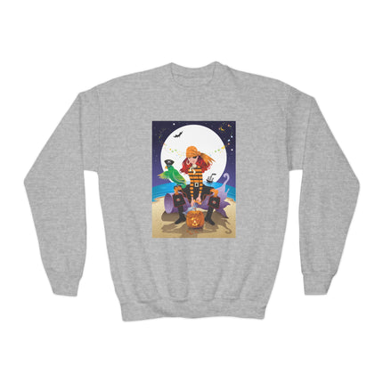 Moonlit Pirate Halloween Youth Crewneck Sweatshirt