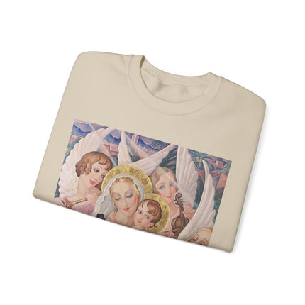 Madonna with Child Surrounded by Musical Angels by Gerda Wegener Heavy Blend™ Crewneck Sweatshirt